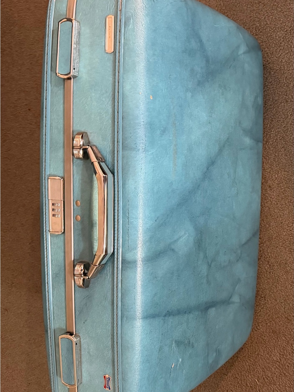 American Tourister Aqua Blue Hard-Sided Suitcase “Escort” Approx 24”x17”x7-1/2”